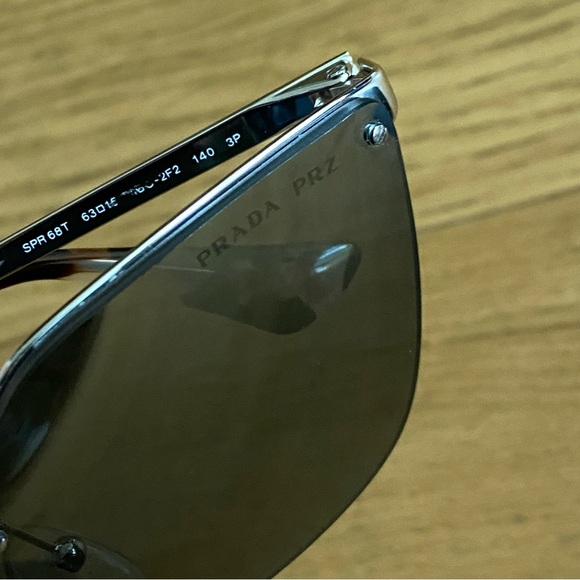 Prada Catwalk SPR 68T Silver Sunglasses Tortoise Arms Polarized - Picture 5 of 7